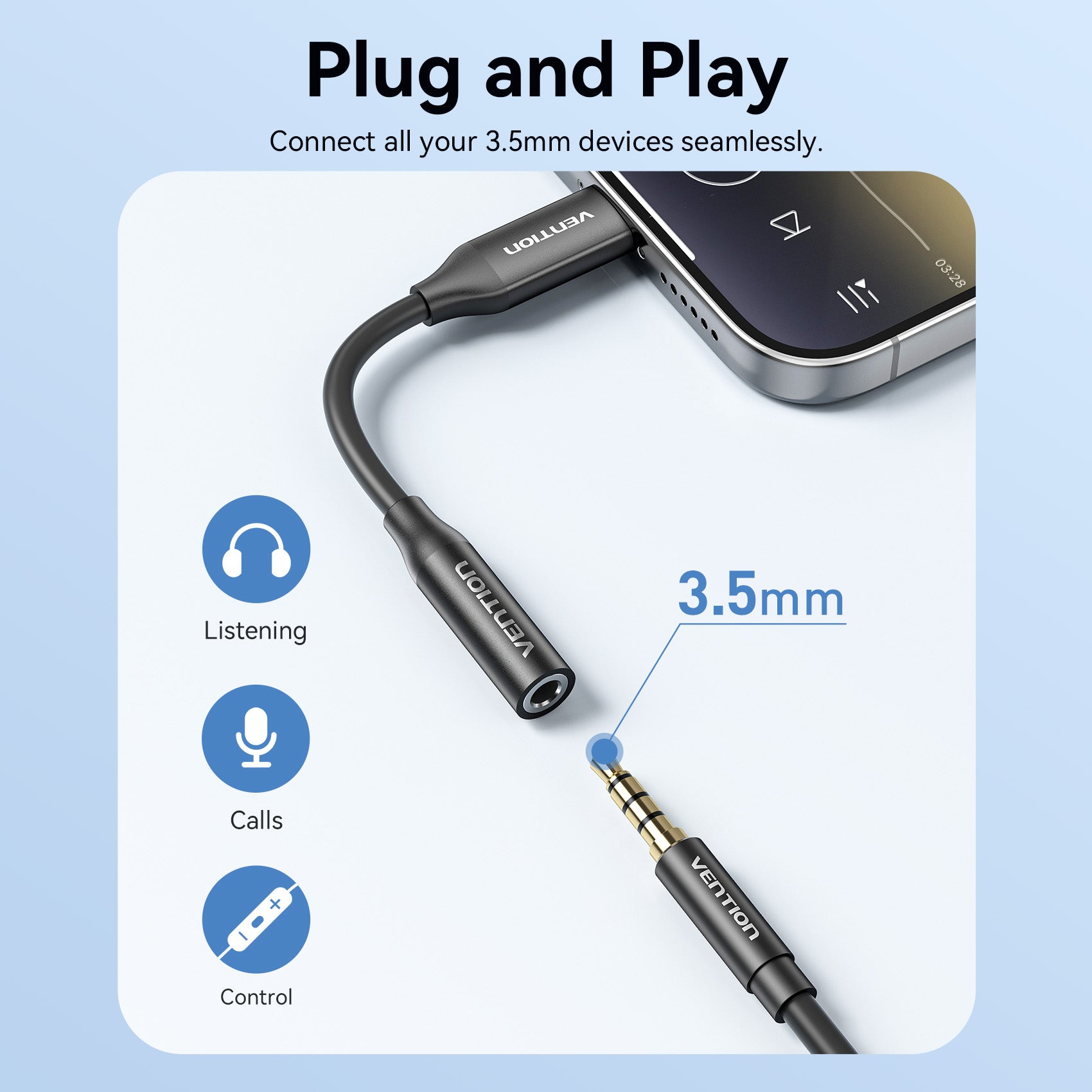 Vention USB-C Male to 3.5mm Female Audio Adapter