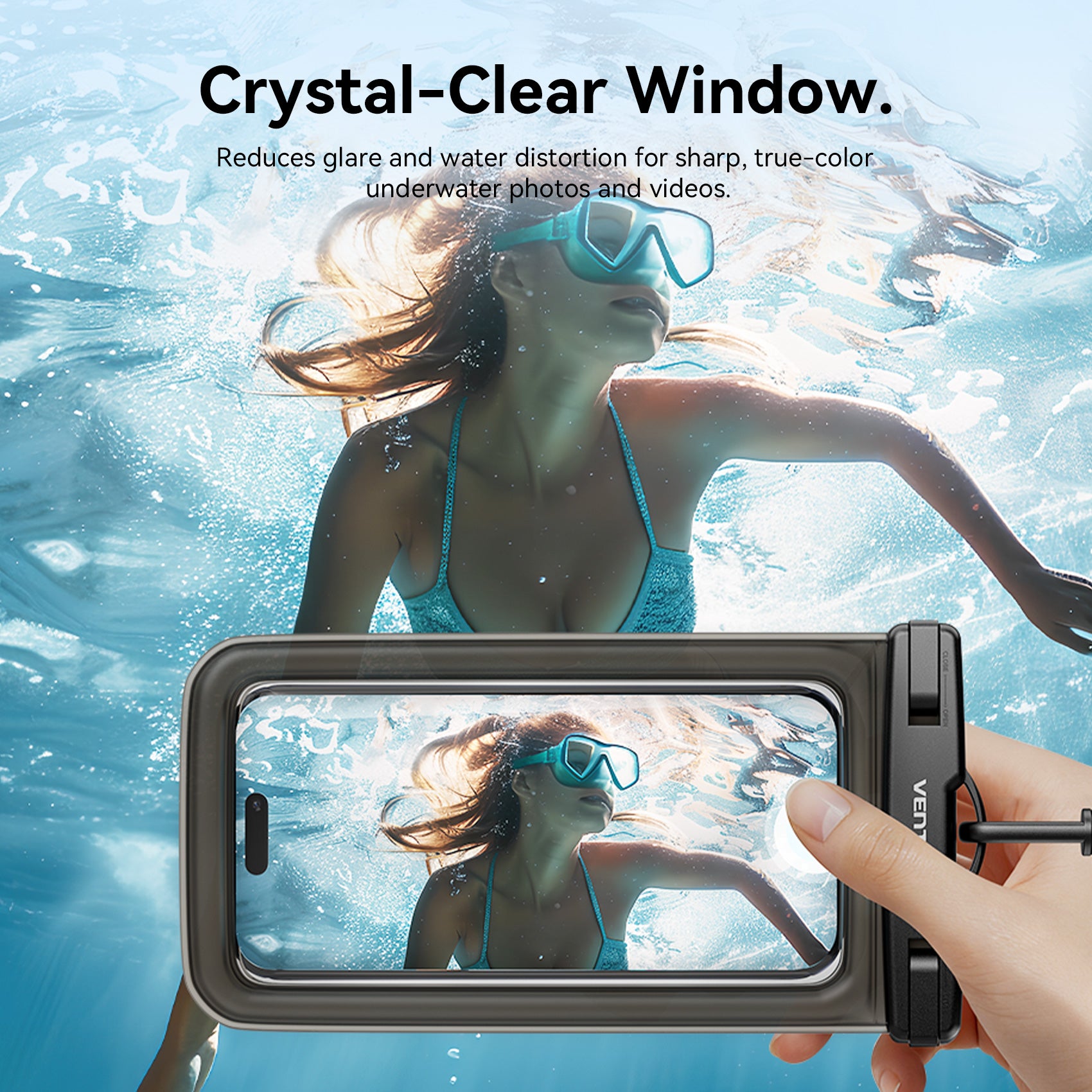 Vention 7.2-Inch Shockproof Black-Edged Waterproof Phone Pouch with Lock Seal Black