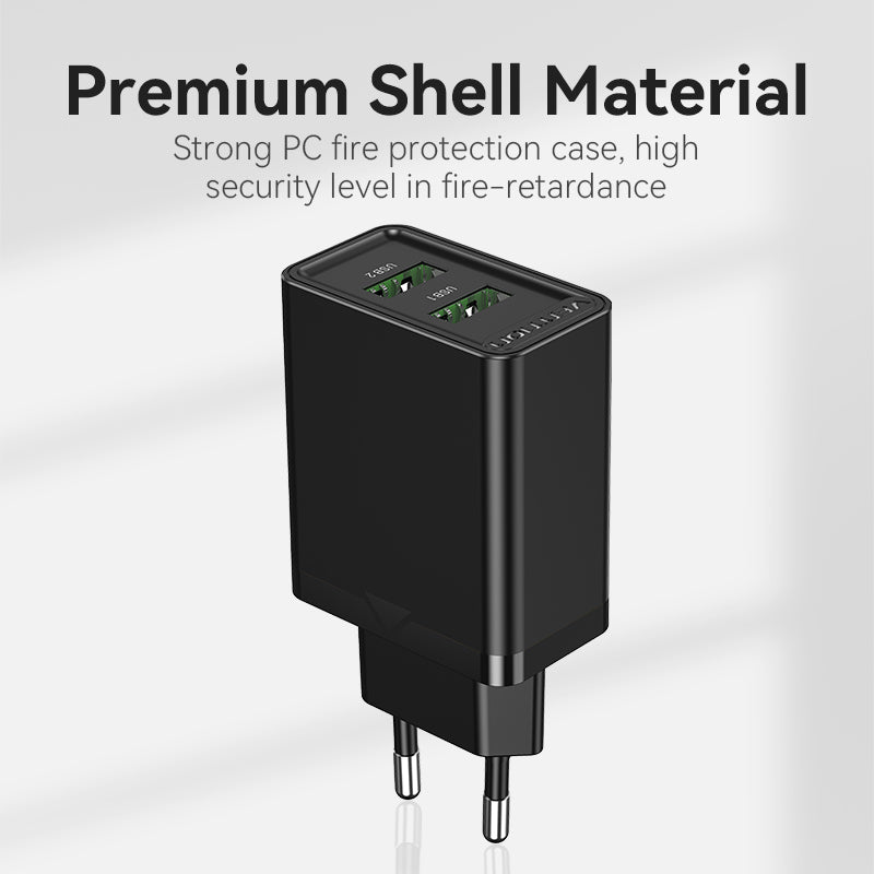 Vention 2-Port USB (A+A) Wandladegerät (18W/18W) EU-Plug