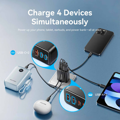 <tc>Vention</tc> Charger GaN 4 Port USB (C + C + A + A) (30W/20W/18W/18W) Colokan EU
