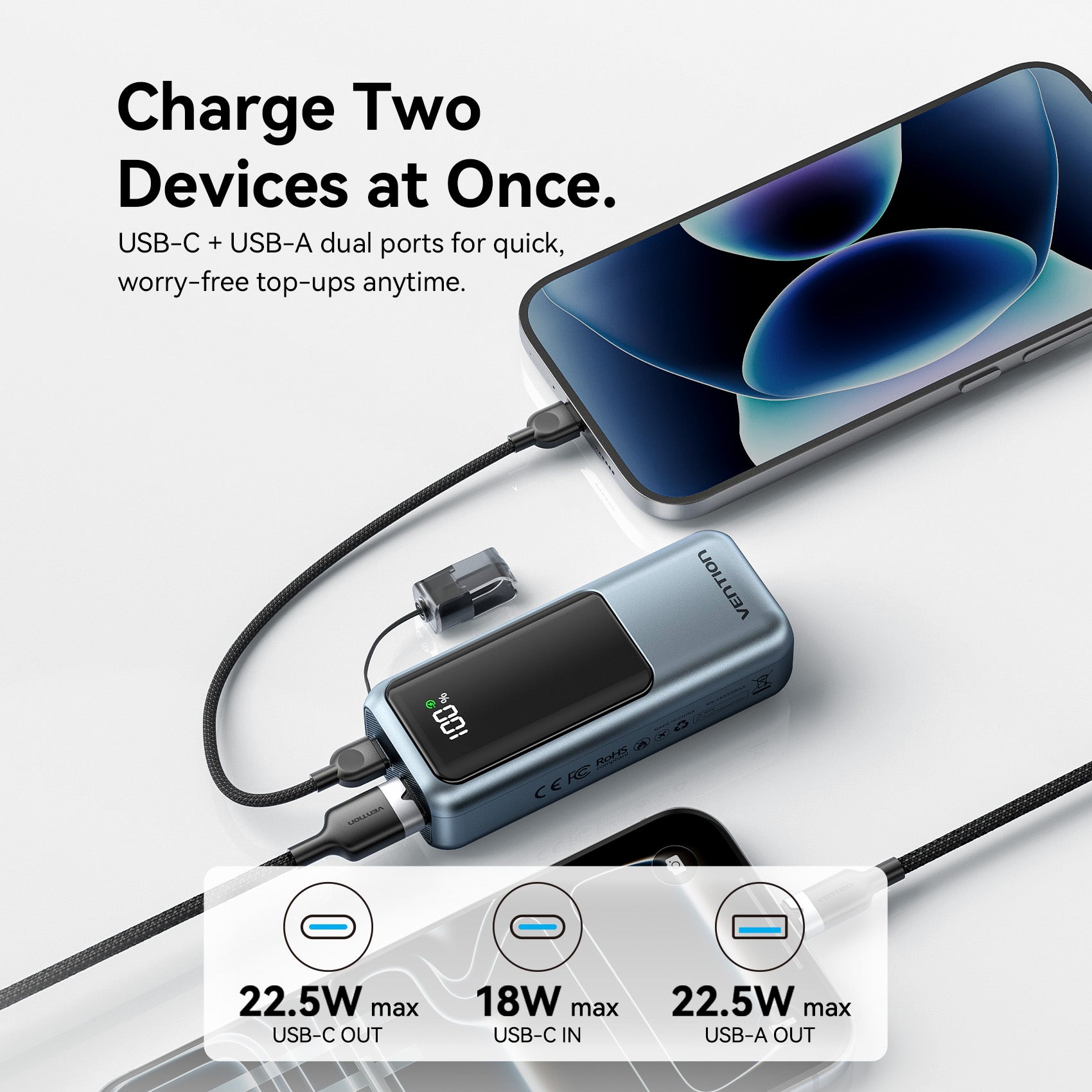 Vention Mini 10000mAh Power Bank 22.5W