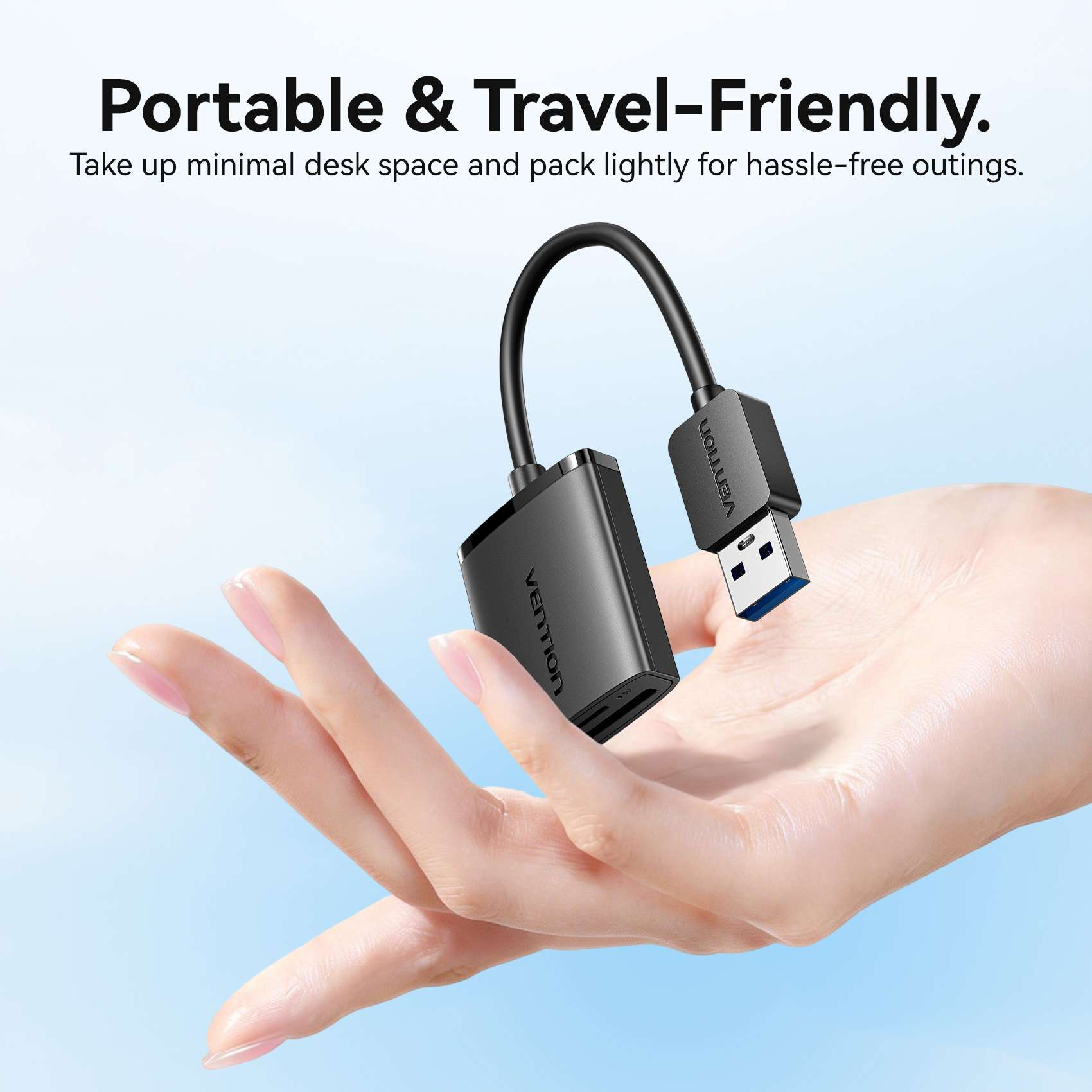 Vention 2-in-1 USB 3.0 A Card Reader (SD+TF) Black Dual Drive Letter