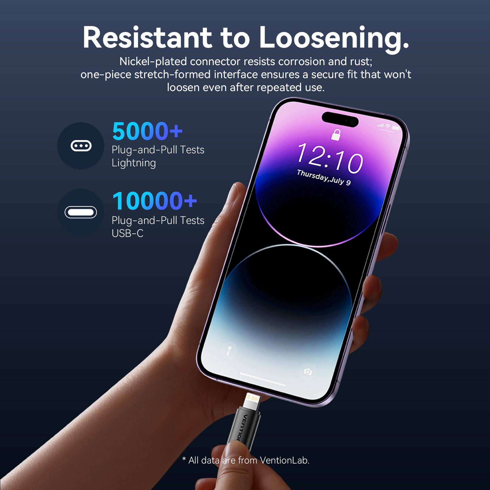 Vention USB 2.0 Type-C Male to Lightning Male 3A Cable Black PVC Type