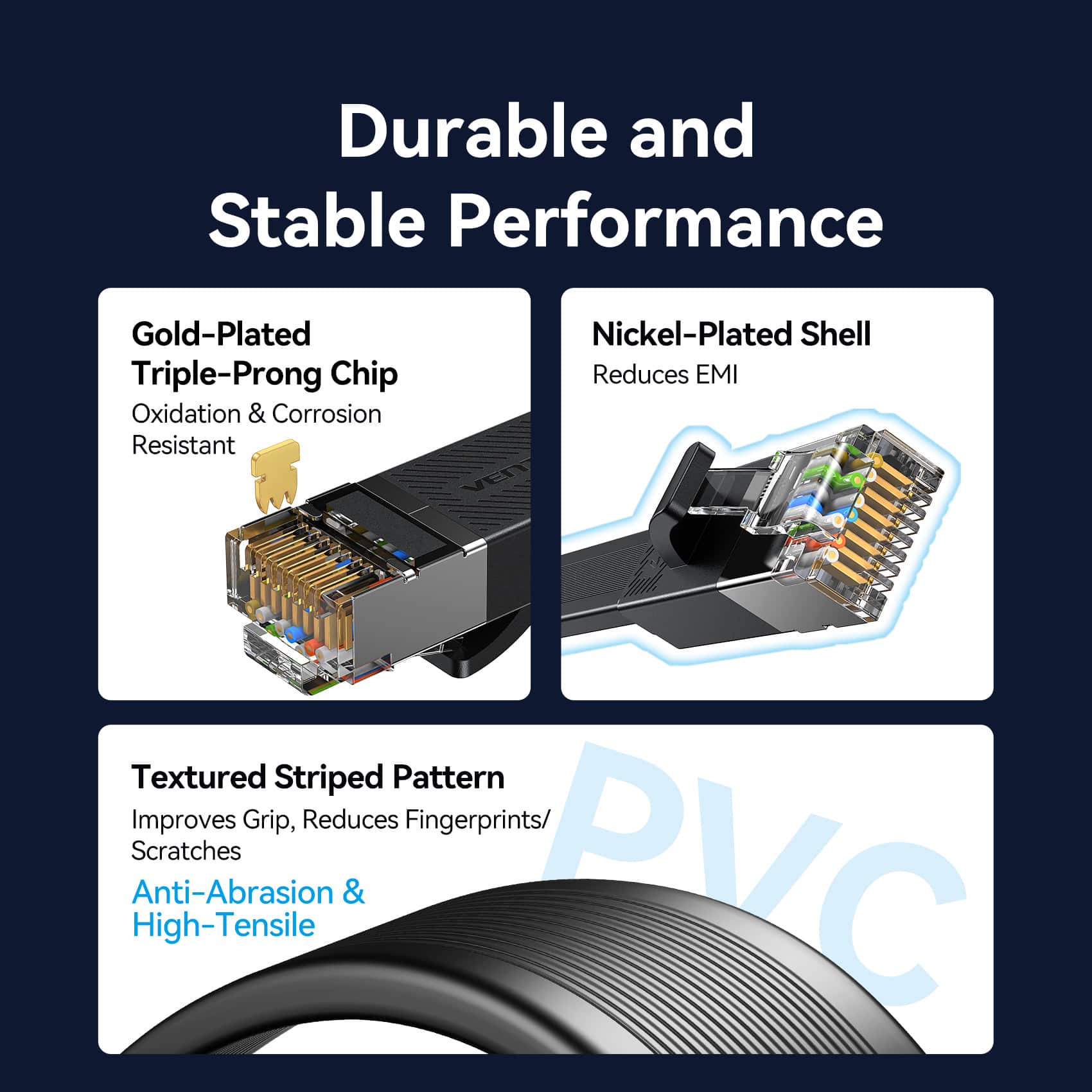 Vention Flat Cat.7 Ethernet Patch Cable Black