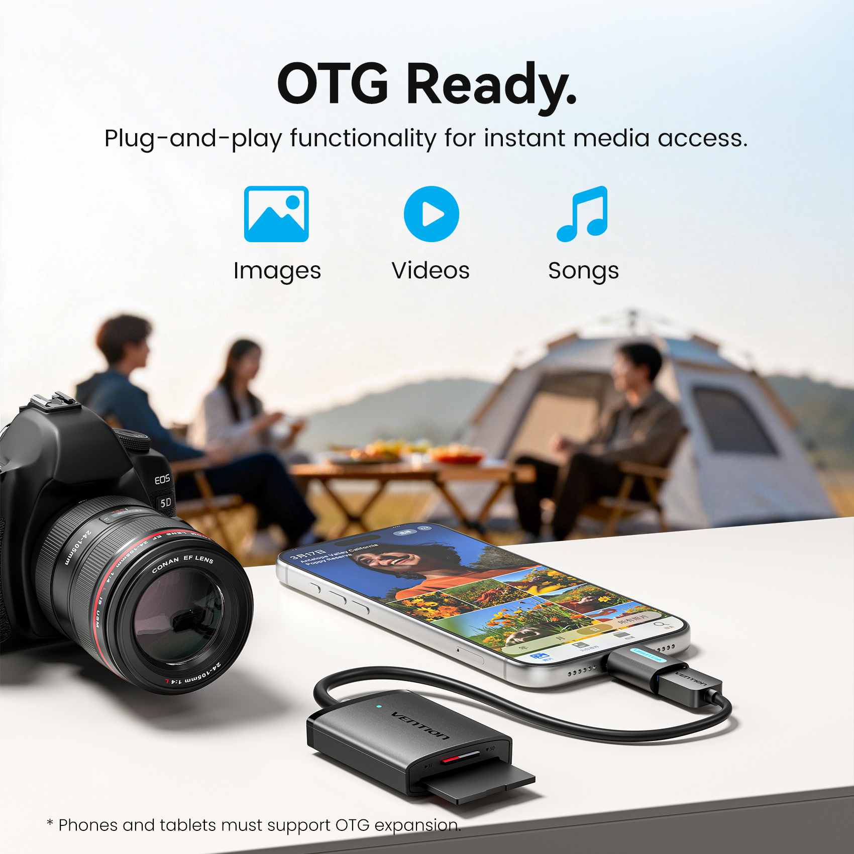 Vention 2-in-1 USB 3.0 A Card Reader (SD+TF) Black Dual Drive Letter