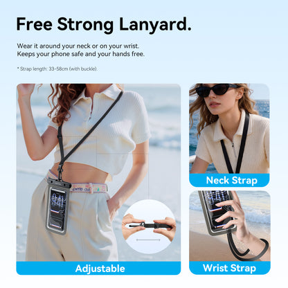 <tc>Vention</tc> Funda transparente impermeable para teléfono de 7,2 pulgadas con cierre de seguridad, color negro.