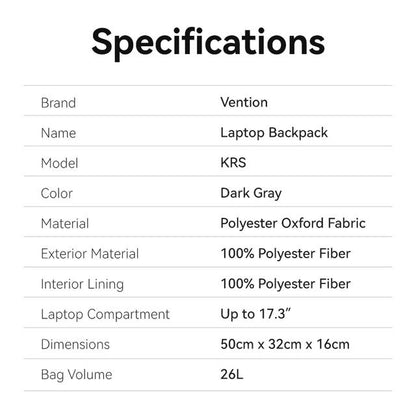 Vention 17.3 Inch Water-Repellent Laptop Backpack