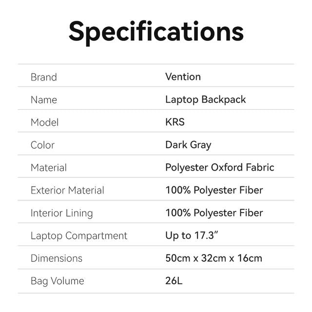 Vention 17.3 Inch Water-Repellent Laptop Backpack