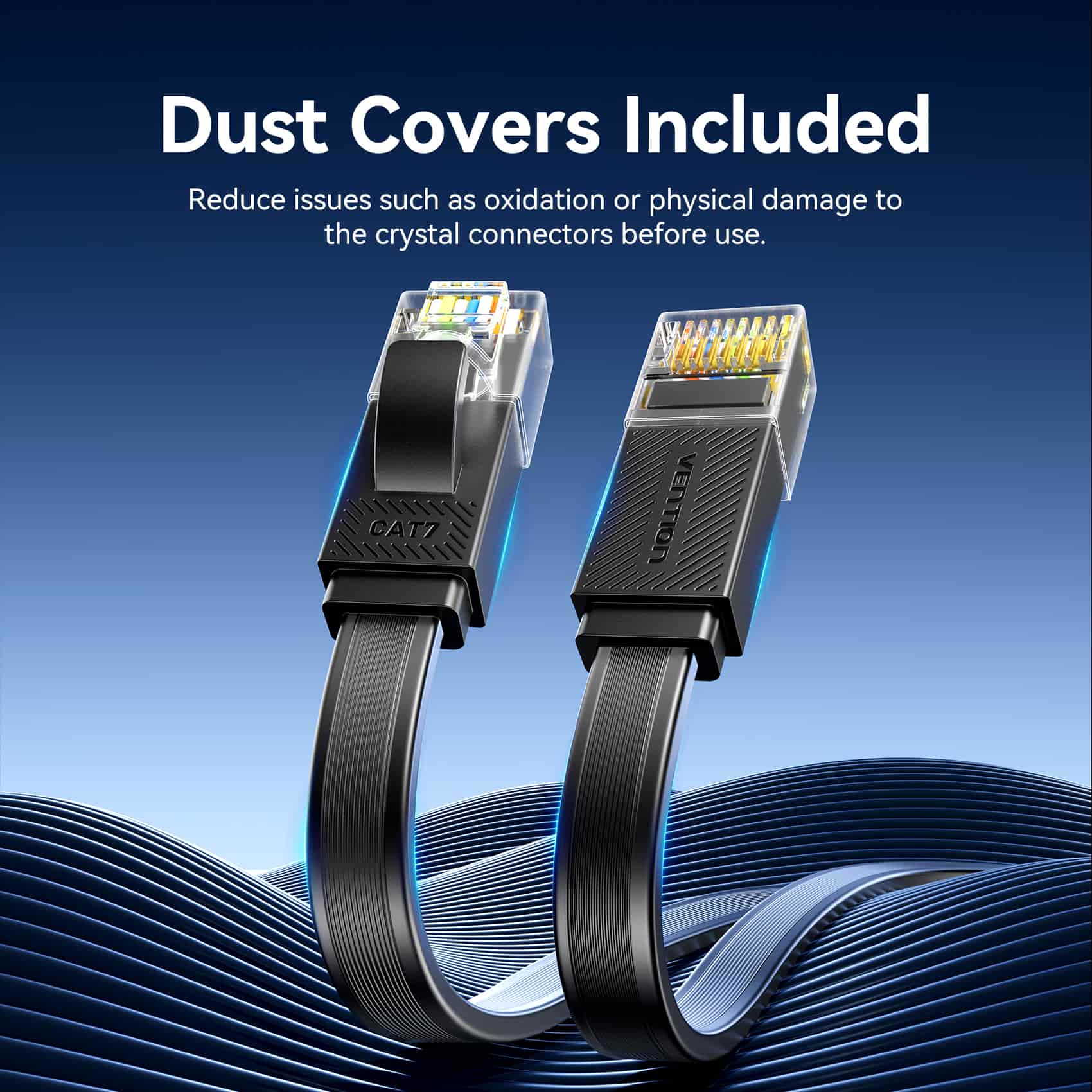 Vention Flat Cat.7 Ethernet Patch Cable Black