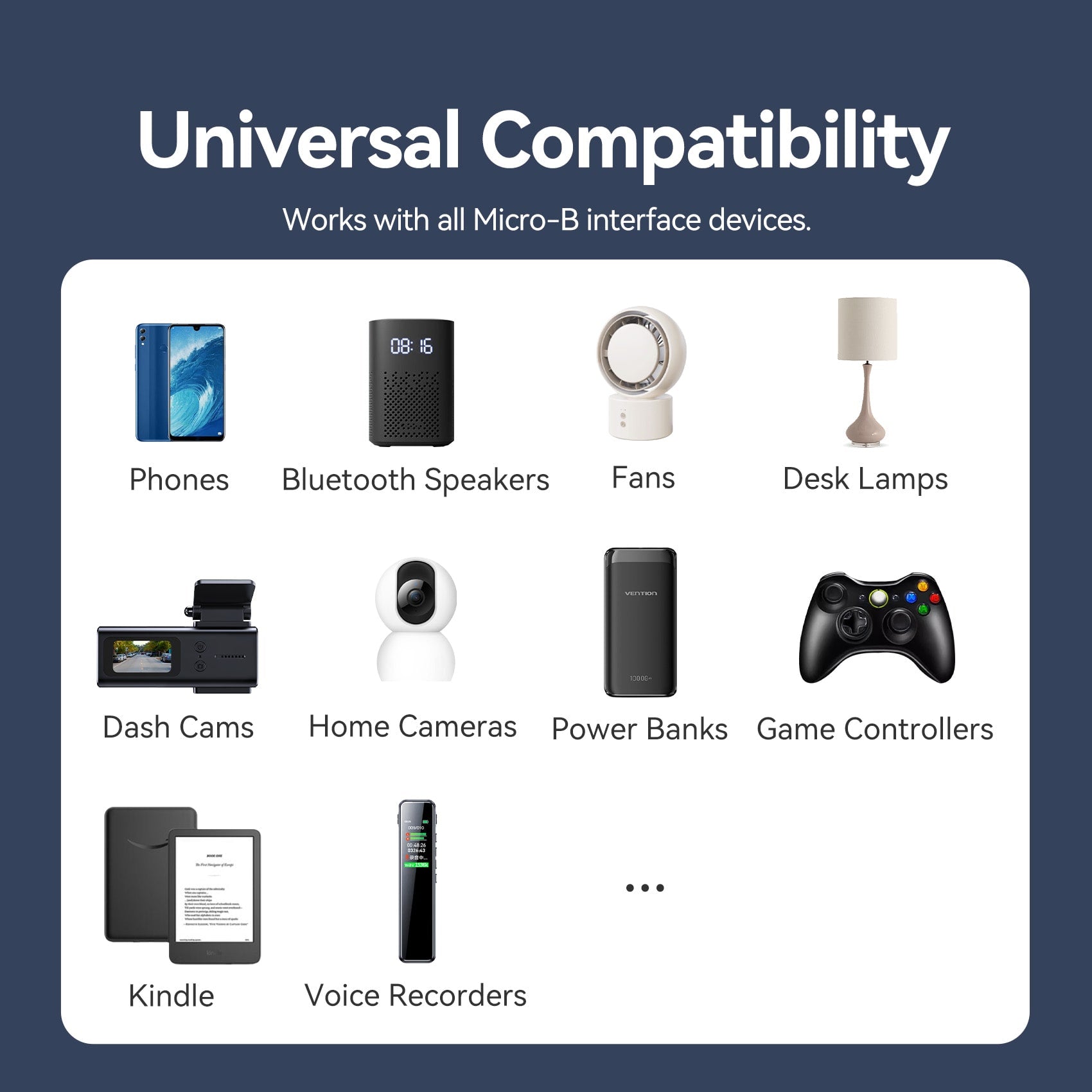 Vention USB 2.0 A Male to Micro-B Male 2A Cable 0.25M Black PVC Type