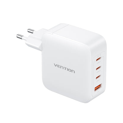 Vention 4-Port USB (C + C + C + A) GaN Charger (100W/100W/30W/30W) Gray with USB-C to USB-C Cable (1M) Black EU-Plug