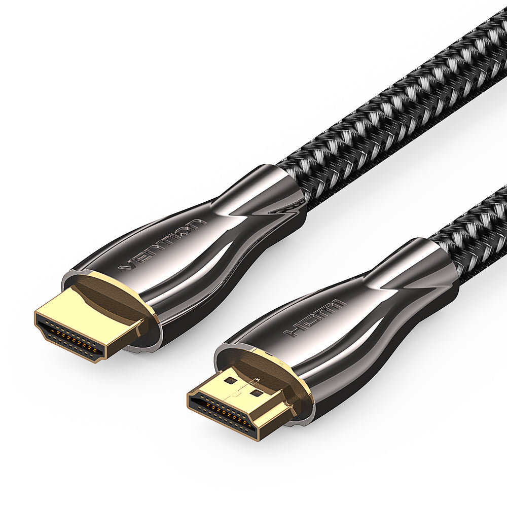 Vention Cotton Braided 4K HDMI Male to Male Cable Black Zinc Alloy Type