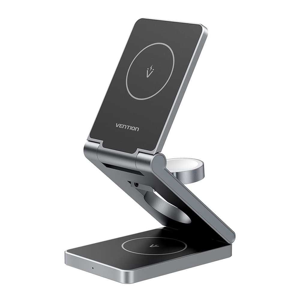 3-in-1 15W Wireless Charger Stand with MagSafe Silver