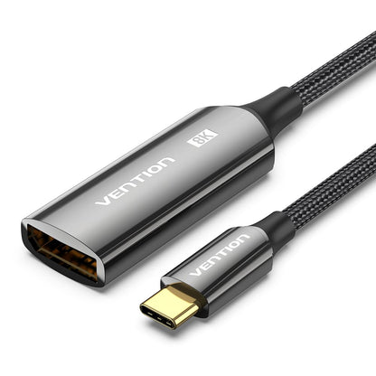 Cotton Braided USB-C to DP 8K Converter 0.25M Black Zinc Alloy Type