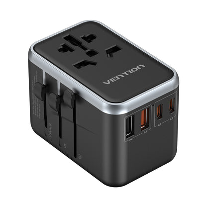 4-Port USB (C + C + A + A) GaN Universal Travel Adapter (65W/65W/60W/5W) Black