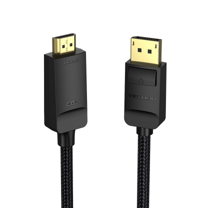 Vention cotton Braided 4K DP Male to HDMI-A Male HD Cable
