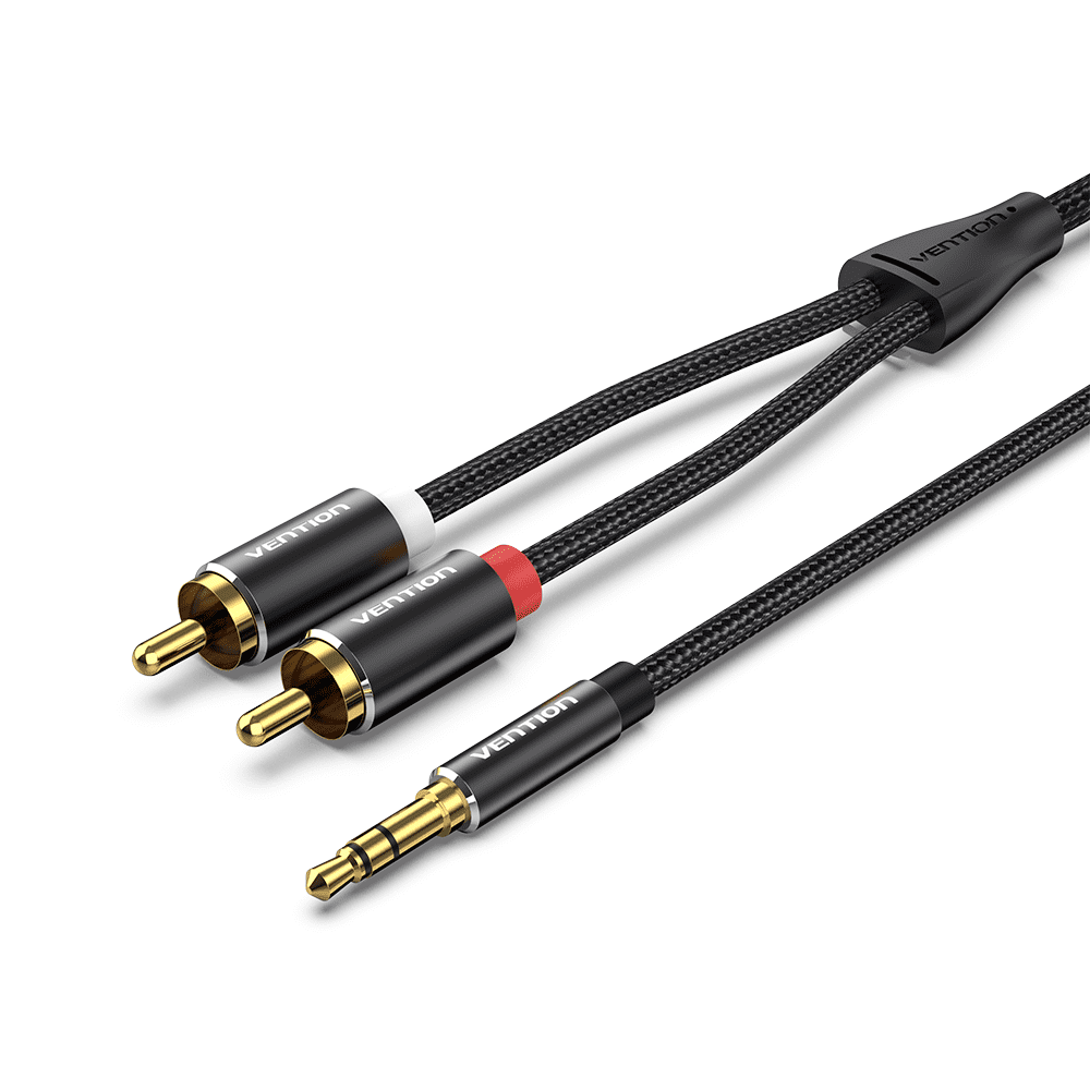 Cotton Braided 3.5mm Male to 2RCA Male Audio Cable