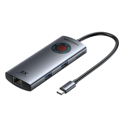 Vention LED Ekranlı 6'sı 1 arada USB-C 8K Bağlantı İstasyonu