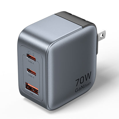 <tc>Vention</tc> Cargador GaN de 3 puertos USB (C+C+A) (70W/70W/22.5W) Enchufe estadounidense Gris