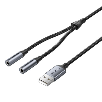 <tc>Vention</tc> Tarjeta de sonido externa USB de 2 puertos, 0,25 m, gris
