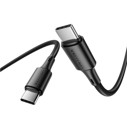 Vention USB 2.0 Tip-C Erkek - Tip-C Erkek 3A Kablo Siyah PVC Tipi