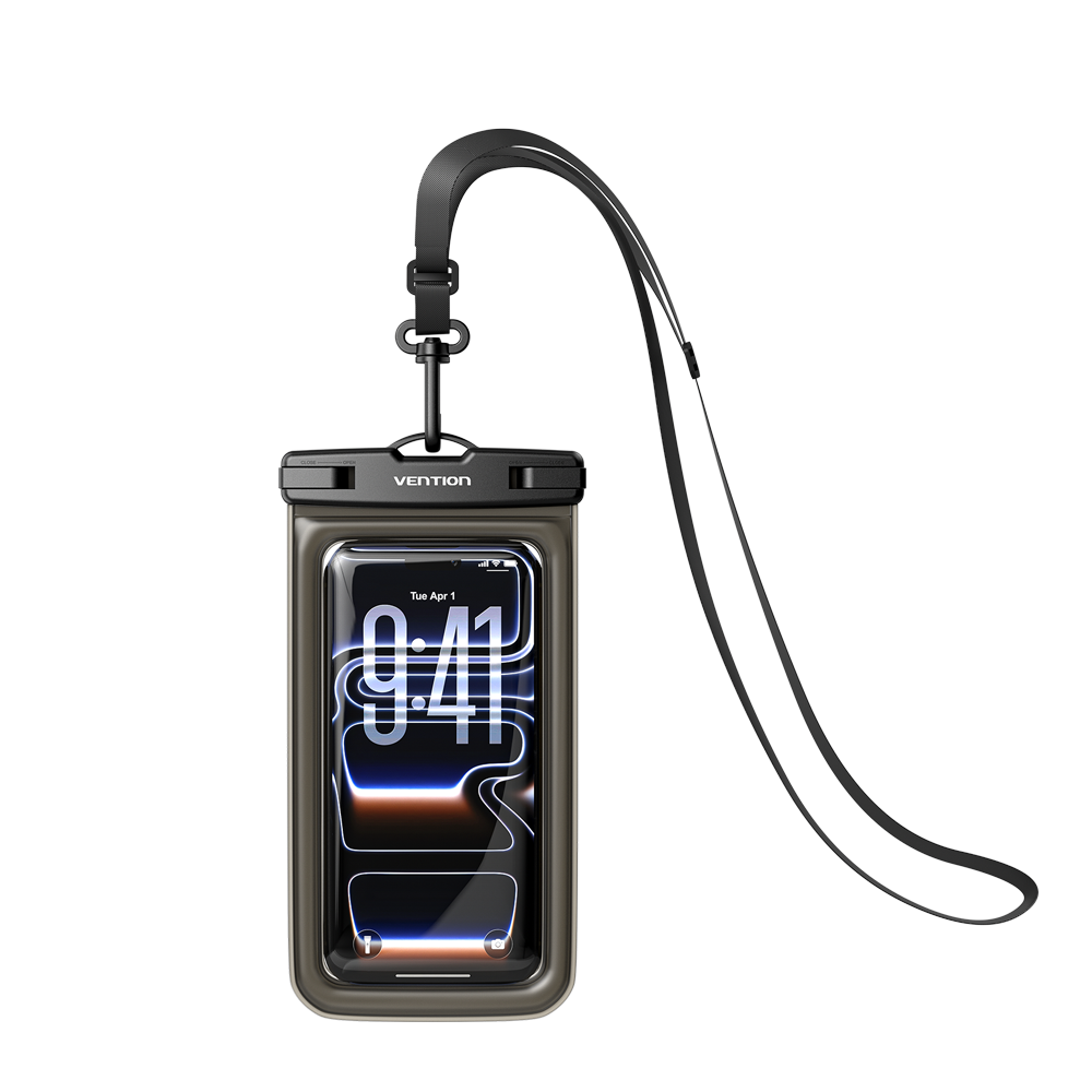 Vention 7.2-Inch Shockproof Black-Edged Waterproof Phone Pouch with Lock Seal Black