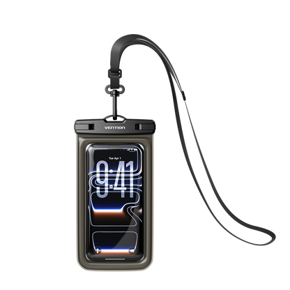 Vention 7.2-Inch Shockproof Black-Edged Waterproof Phone Pouch with Lock Seal Black