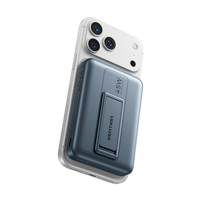 <tc>Vention</tc> Batería externa magnética inalámbrica Qi2.2 de 10000 mAh (USB-C + USB-C/Inalámbrica) de 45 W, color gris.