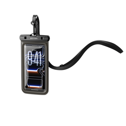 Vention 7.2-Inch Shockproof Black-Edged Waterproof Phone Pouch with Lock Seal Black