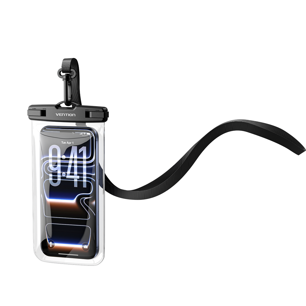 Vention 7.2-Inch Floating Shockproof Airbag Waterproof Phone Pouch with Lock Seal Black