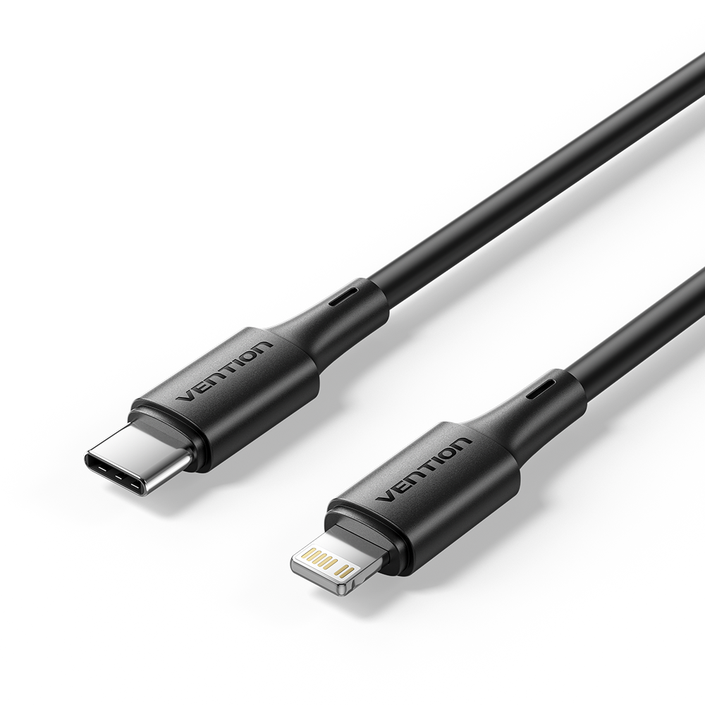 Vention USB 2.0 Type-C Male to Lightning Male 3A Cable Black PVC Type