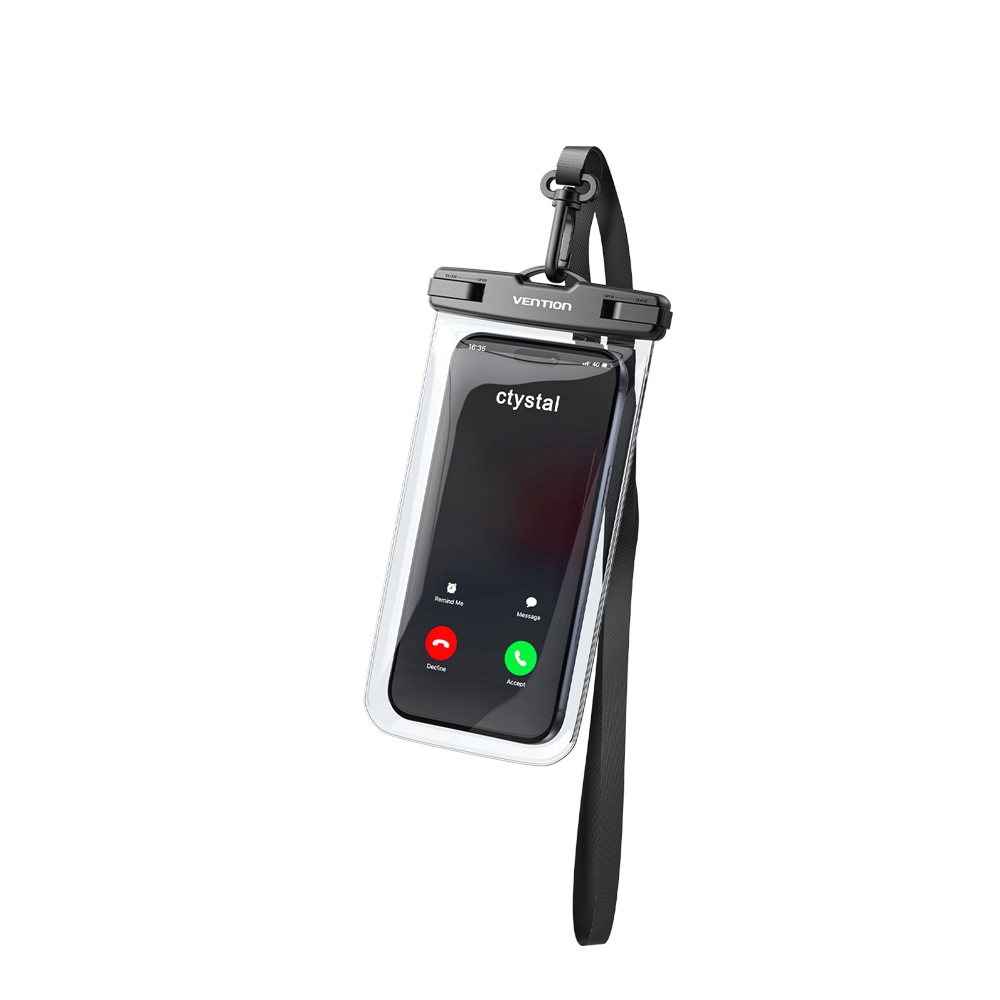 Vention 7.2-Inch Floating Shockproof Airbag Waterproof Phone Pouch with Lock Seal Black