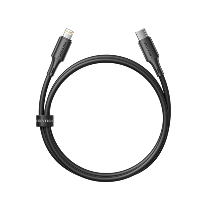 Vention USB 2.0 Tip-C Erkek - Yıldırım Erkek 3A Kablo Siyah PVC Tip