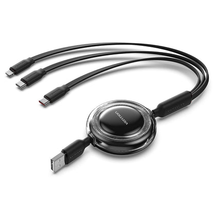 <tc>Vention</tc> Kabel Pengisi Daya USB 2.0 3-in-1 yang Dapat Ditarik