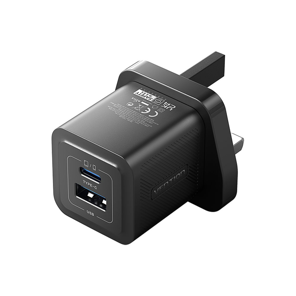 2-Port USB (C + A) GaN Charger (30W/30W) UK-Plug