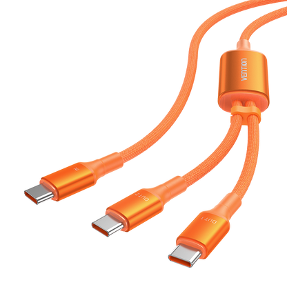 Vention USB 2.0 Tip-C Erkek - 2 Tip-C Erkek 5A Kablo Siyah Alüminyum Alaşımlı Tip