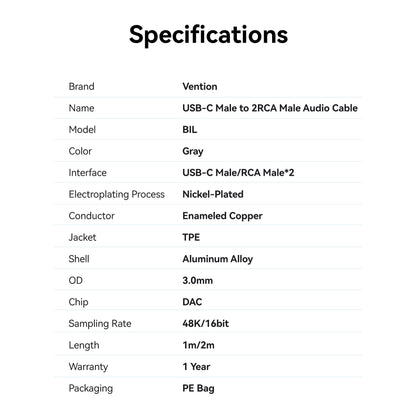<tc>Vention</tc> Cable de audio USB-C macho a 2RCA macho