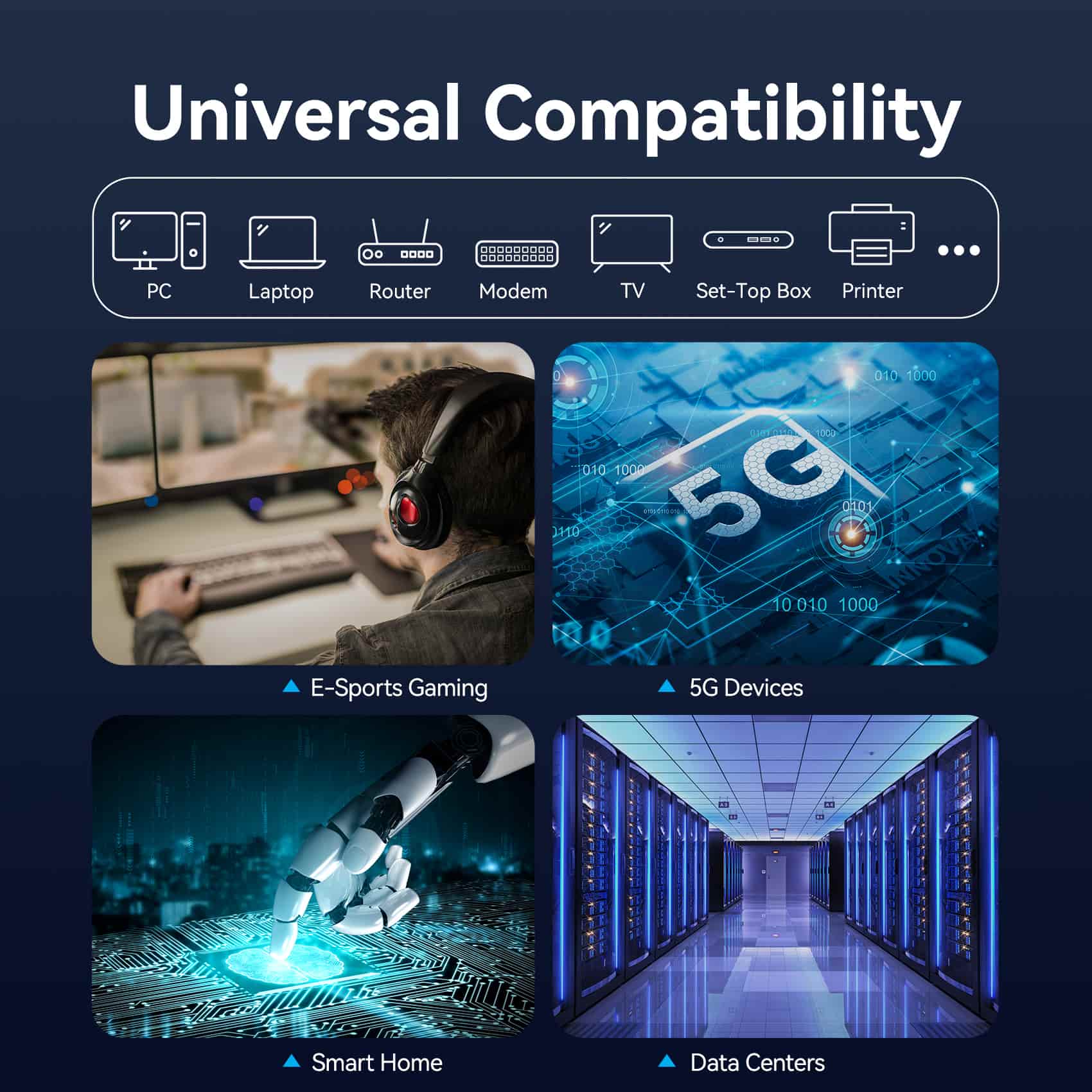 Vention Flat Cat8 Ethernet Patch Cable