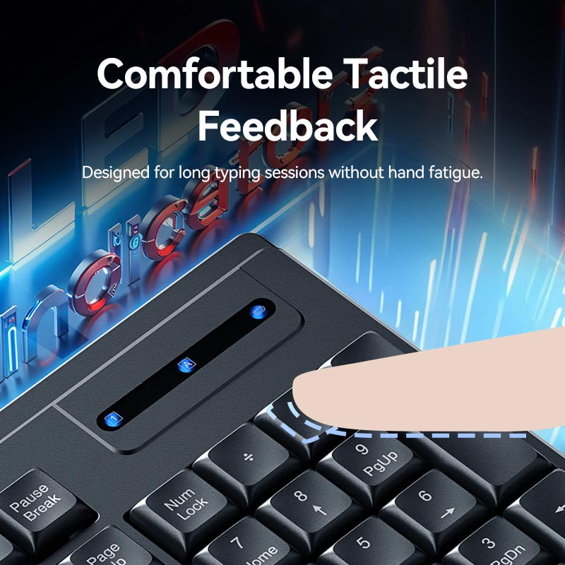 Vention Wireless Full-Sized Silent Keyboard and Mouse Combo Black Slim Type