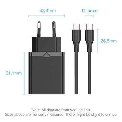Vention 1-Port USB-C Wall Charger 25W EU-Plug