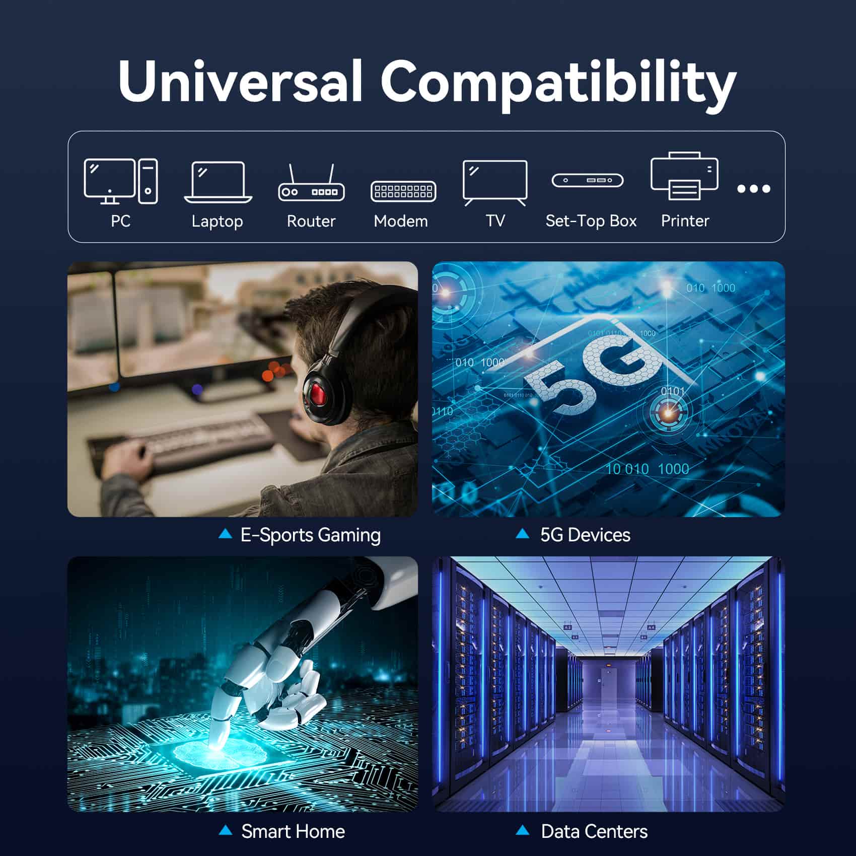 Vention Flat Cat.7 Ethernet Patch Cable Black