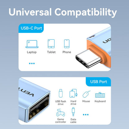 USB 3.1 Type-C Male to USB Female OTG Adapter with Lanyard Gray Aluminum Alloy Type