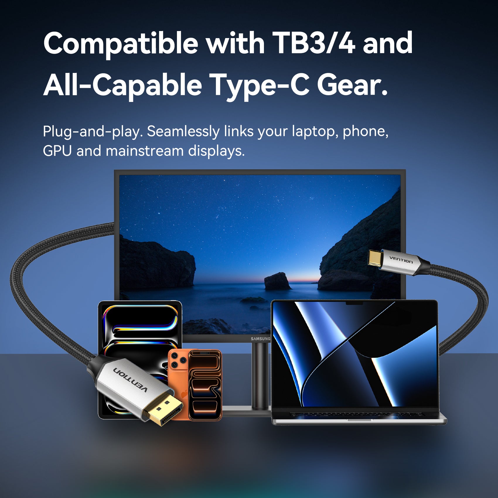 Vention 16K USB-C to DisplayPort Cable