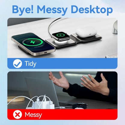 3-in-1 Wireless Charging Pad with MagSafe and LED Night Light