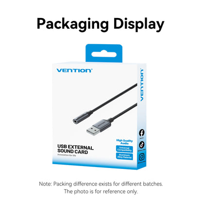 Vention 1 Bağlantı Noktalı USB Harici Ses Kartı 0,25M Gri (OMTP-CTIA)