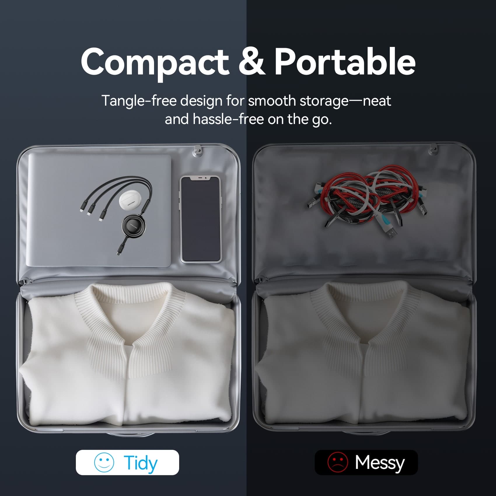 Vention 3-in-1 USB 2.0 Retractable Charging Cable