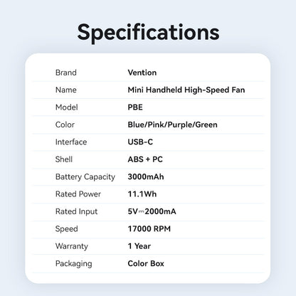 Vention Mini Handheld High-Speed Fan