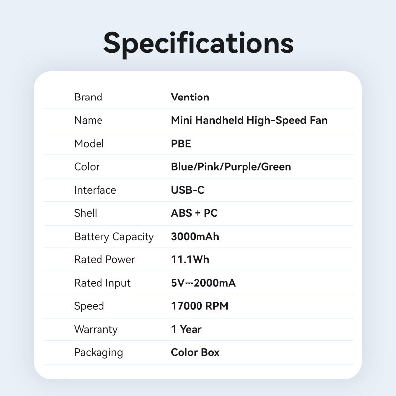 Vention Mini Handheld High-Speed Fan