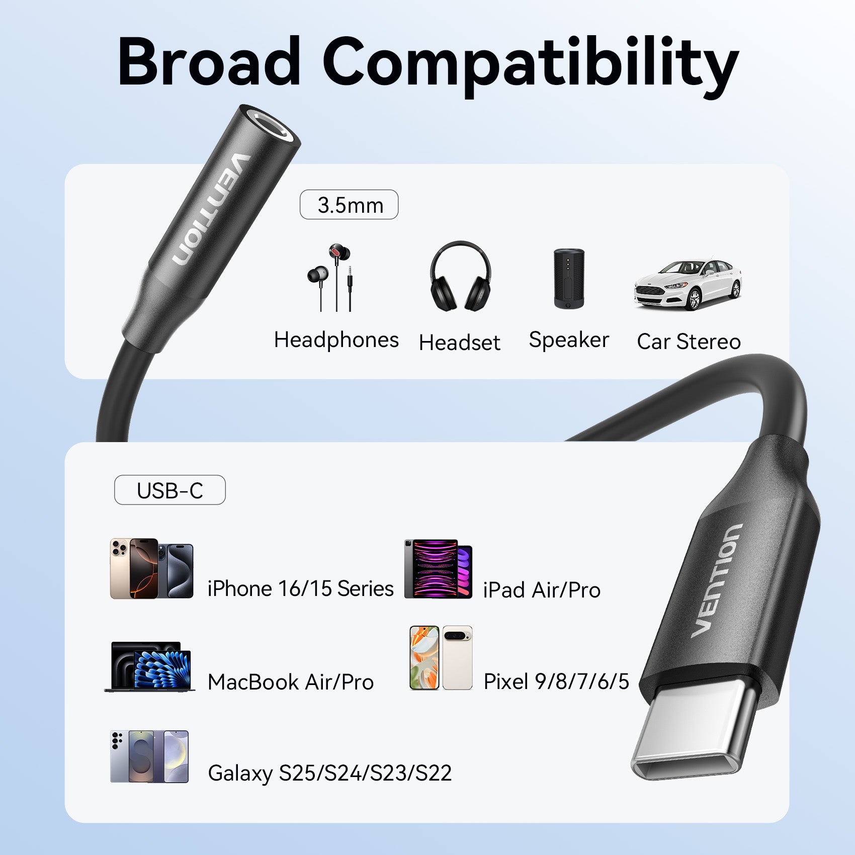 Vention USB-C Male to 3.5mm Female Audio Adapter