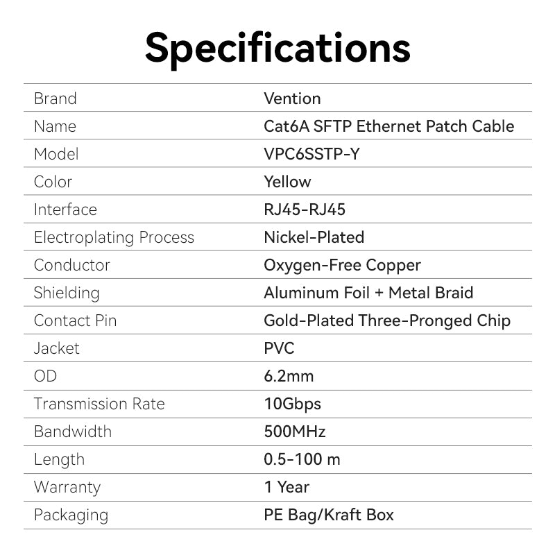 Vention Cat.6A SFTP Patch Cable amarillo